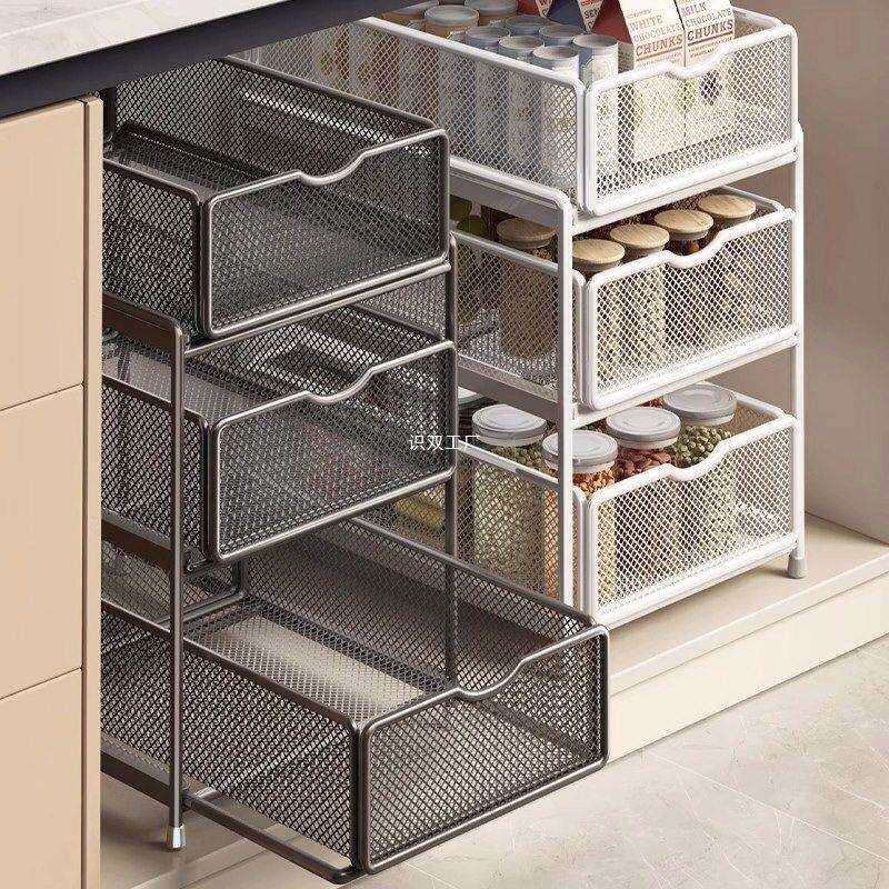 内加深多功能置物架橱柜抽拉式抽屉水槽收纳架柜内下多层拉篮厨房