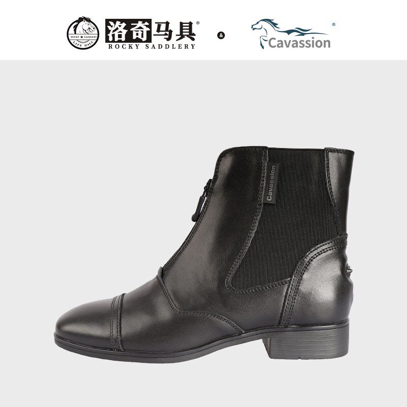 洛奇前拉链马术靴 马术短靴 骑马靴男 马术靴女K 马术马靴 810601