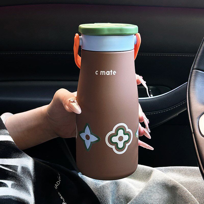 牛奶瓶保温杯2025新款女生高颜值陶瓷内胆水杯便携茶水分离双饮杯