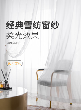 白纱窗帘纱帘柔美半遮光阳台薄纱飘窗透明雪纺透光白色沙窗纱布料