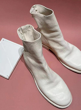 软皮鬼帝靴马f丁靴女2024春秋新款机车靴后拉链中筒靴短靴瘦瘦靴