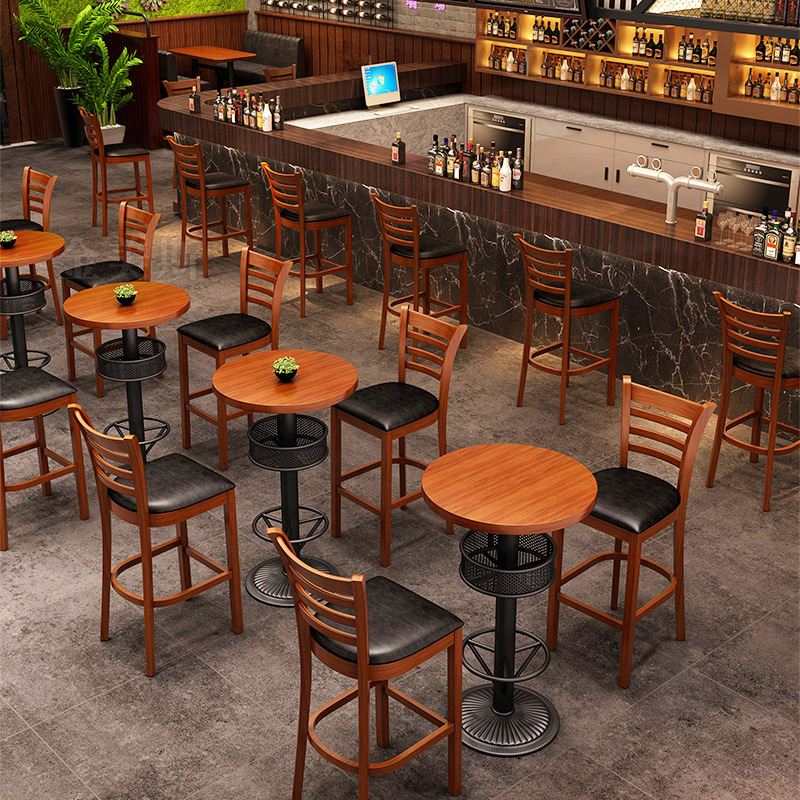 实木高脚吧台桌椅酒吧清吧简约长条高吧桌台吧凳吧椅音乐餐吧桌椅