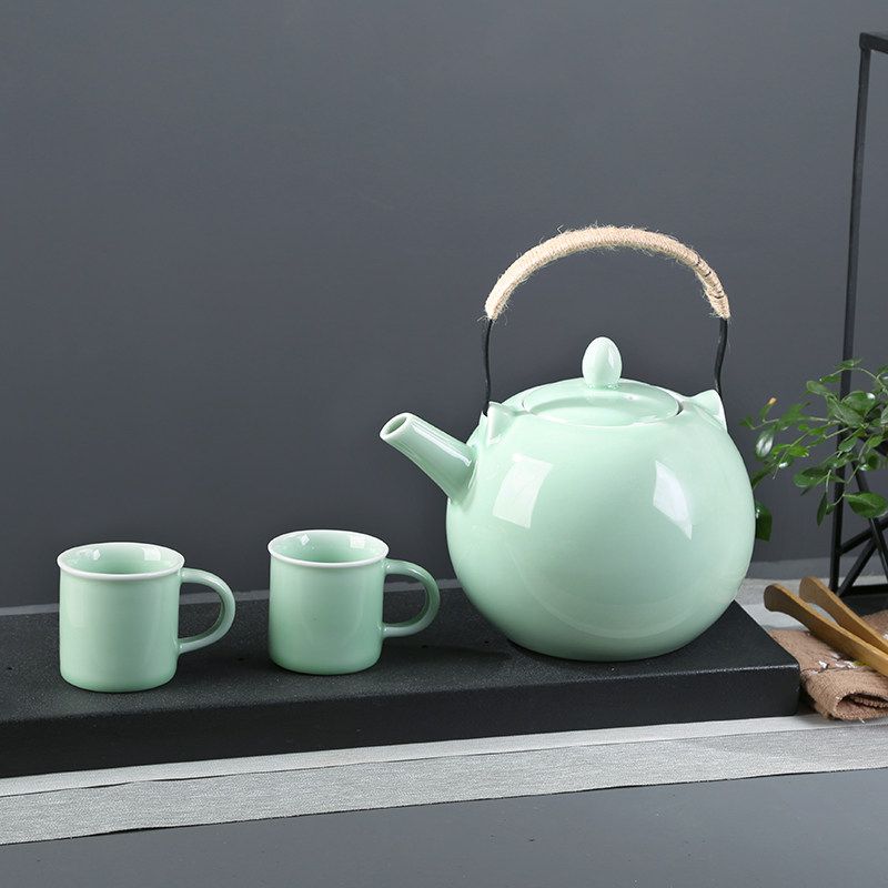 陶瓷2升大茶壶青瓷水壶耐高温泡茶壶餐厅L泡茶壶家用凉水壶开水壶