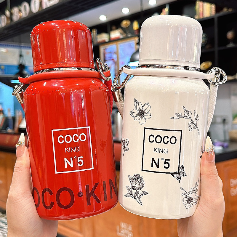 保温杯女生大容量高档316不锈钢吸管杯学生便携外出带盖手提水壶