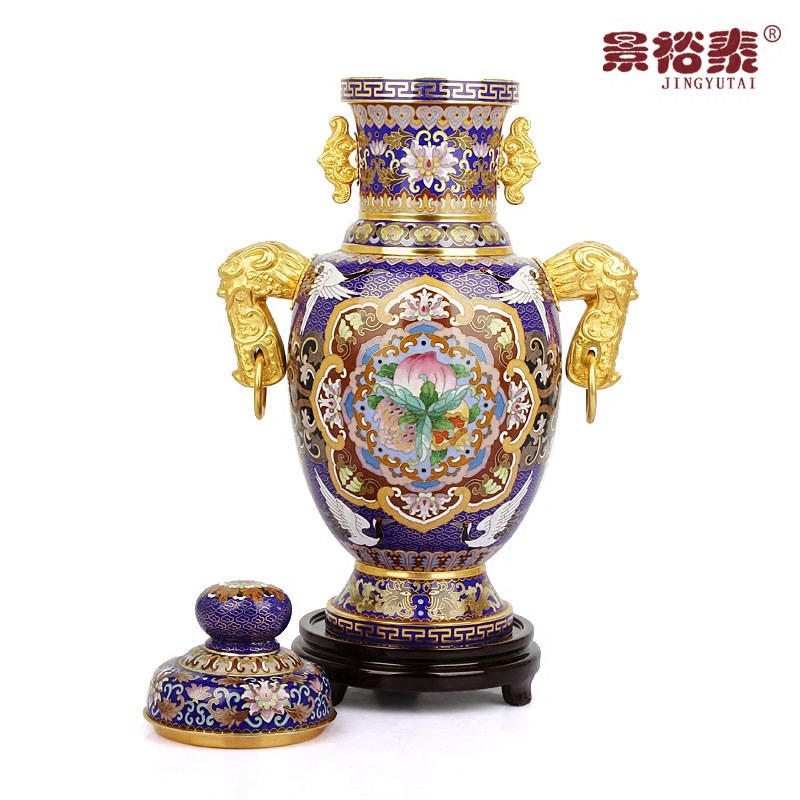 景泰蓝花瓶摆件吉福垒铜胎客厅装饰商务外事送老人生日礼品工艺品