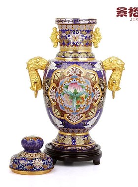 景泰蓝花瓶摆件吉福垒铜胎客厅装饰商务外事送老人生日礼品工艺品