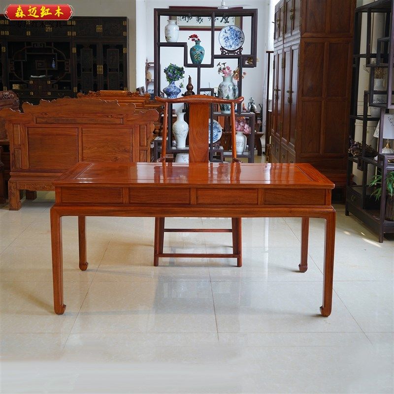 缅甸花梨红木沙发加厚独板画案大果紫檀原木家具榫卯结构,住宅家具,红木书桌,淘宝优惠券,粉丝福利购,淘宝优惠卷