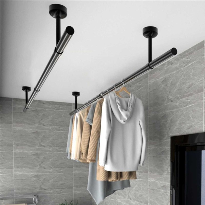 特厚阳台晾衣架家用单双凉衣杆晾衣杆顶装固定式挂衣杆凉晒岩子木