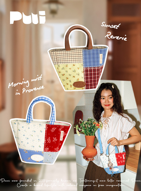 Puui原创复古文艺手提单肩斜挎女包小众设计百搭菜篮子大容量新款