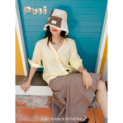 puui噗又原创麦田方格防晒草帽可爱拼色渔夫帽海边遮阳挡风帽子女