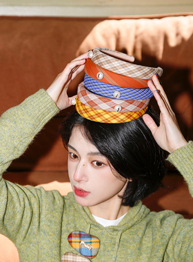 【孙千同款】Puui原创发饰复古发箍可爱少女发夹格纹头箍高颅顶