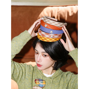 Puui原创发饰复古发箍可爱少女发夹格纹头箍高颅顶 孙千同款