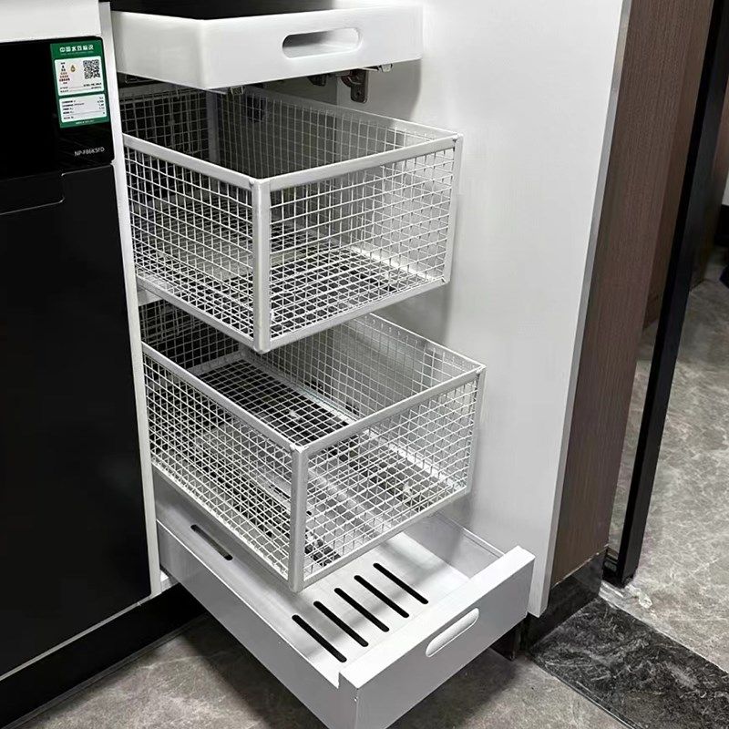 网格收纳筐橱柜改造抽屉式收纳篮厨房衣柜滑轨免安装铁艺拉篮定制,收纳整理,收纳箱,淘宝优惠券,粉丝福利购,淘宝优惠卷