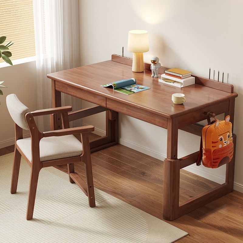 实木儿童书桌家用小学生写字桌卧室办公电脑桌可升降小孩学习桌子