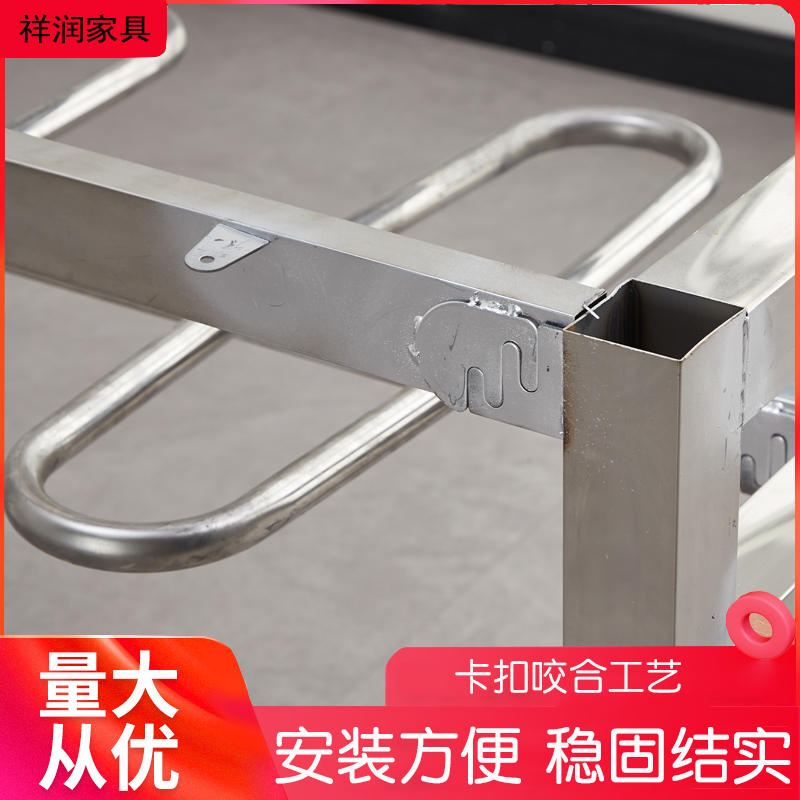 简约不锈钢食堂桌椅组合快餐工厂学校餐桌椅组合食堂餐桌椅4人6人