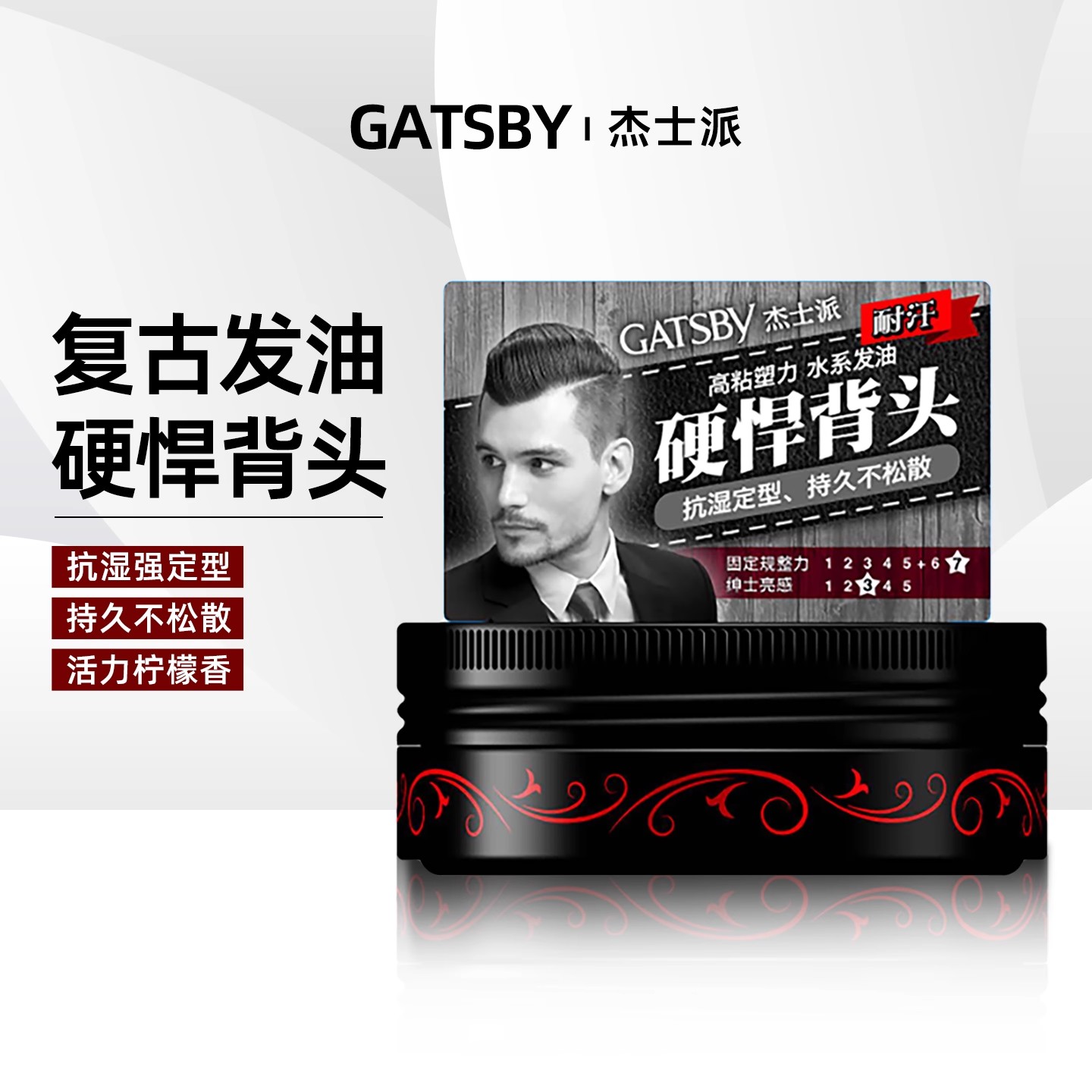 Gatsby杰士派绅士复古发油男士背头清香水基易清洗定型发胶油头膏