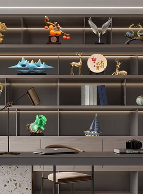 领导办公室装饰摆件高端大气上档次老板柜子N新中式公司酒柜工艺