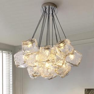 北欧卧室吊灯奶油风n冰块玻璃现代简约创意中古样板房餐厅客厅灯