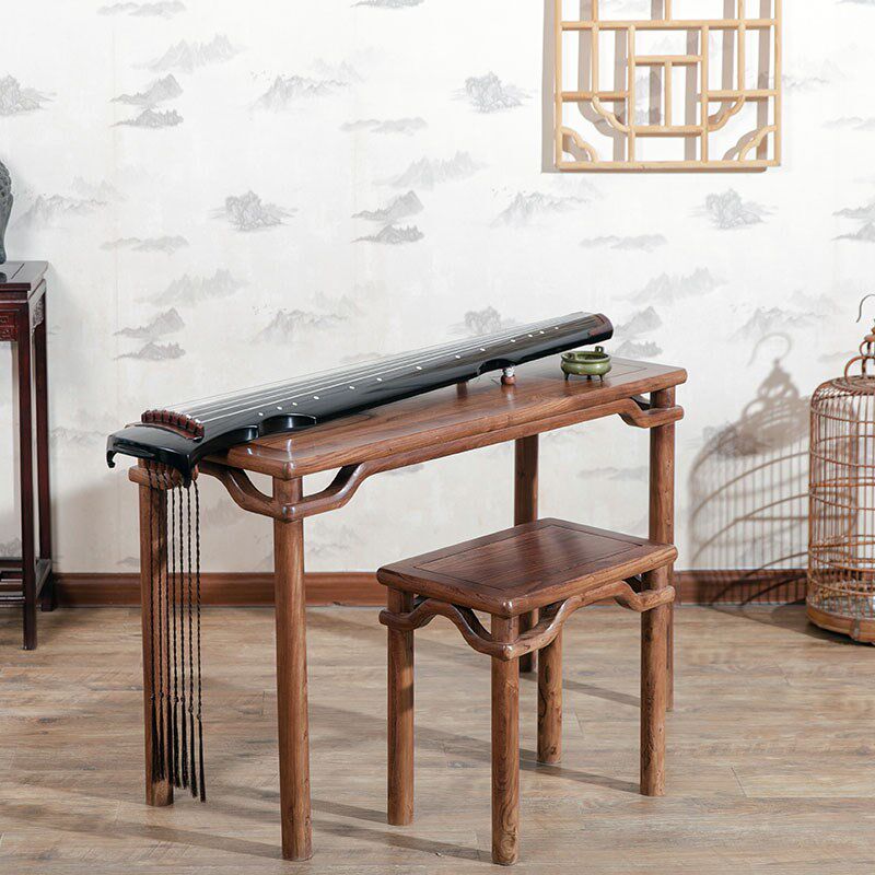 经典明式榆木古琴桌凳罗锅霸王A杖擦生漆榫卯一体实木桌扬州古琴