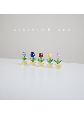 西巷商店手工制作仙人掌向日葵郁金香玻Q璃车载创意摆件装饰