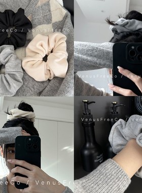 超大号!定制厚卫衣面料棉质大号大F肠发圈灰色黑色白色简约显脸小