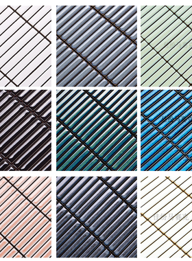 蓝白色细长条马赛克窑变软瓷砖背B景墙吧台圆弧包柱子条形筷子砖