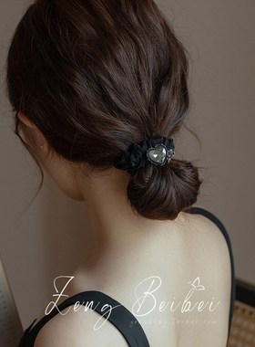 气质黑色发绳 h精致通勤皮筋女扎发头绳橡皮筋高马尾大肠发圈皮套