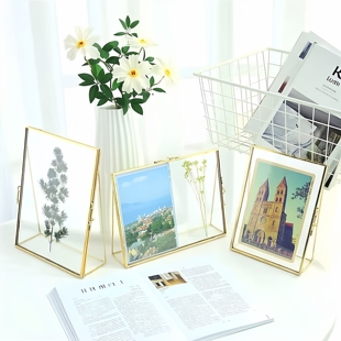 金色边相框摆台6寸7寸干花标本框婚纱照摆台全家福摆件