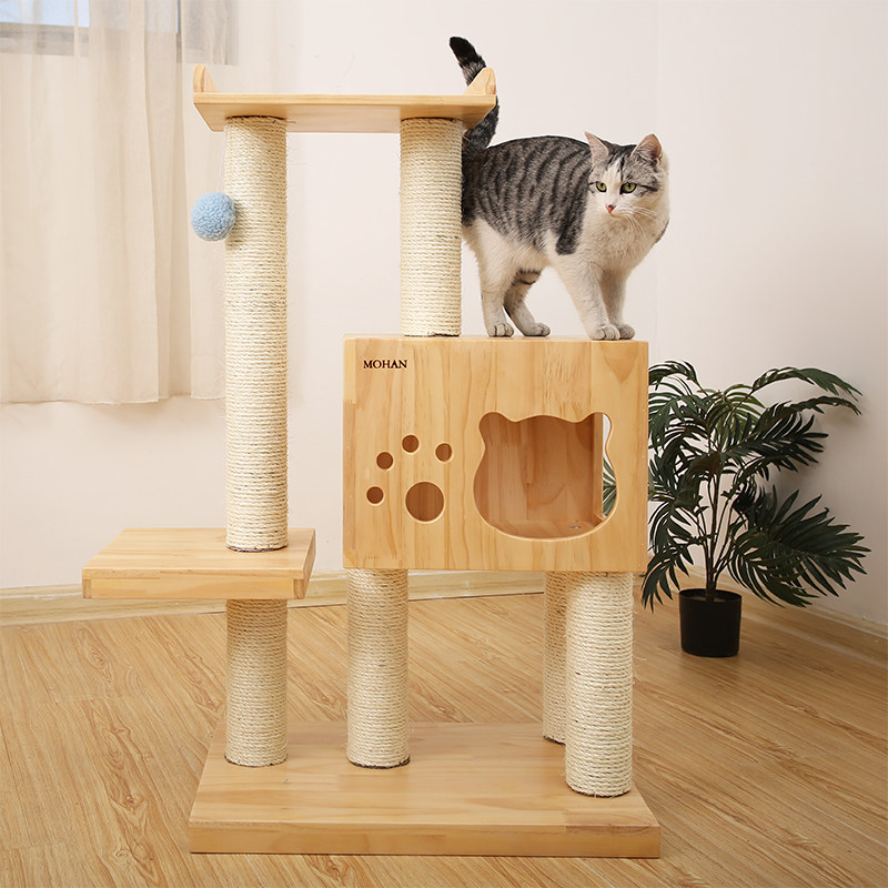 爬猫架实木多功能猫咪爬架猫窝木质剑麻猫抓柱猫咪用品跳板猫爬架