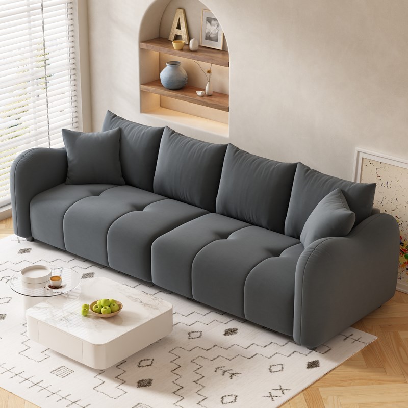 奶油风小户型高级绒布艺客厅耐刮防污沙发现代简约公寓沙发