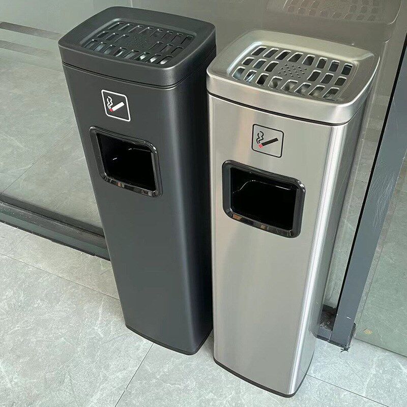 不锈钢烟灰柱立式烟蒂柱灭烟柱烟头收集器带烟灰缸走廊过道吸烟灭