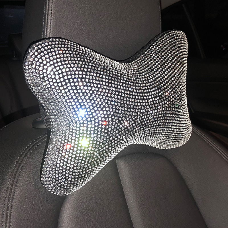 汽车头枕护颈枕车用靠颈枕时尚镶钻烫钻车座椅腰靠车载靠枕可爱女
