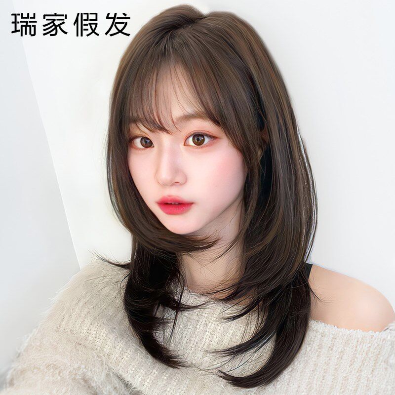 假发女全头套韩j系高层次云朵锁骨发全真人发空气刘海减龄逼真自