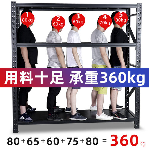 磨砂黑置物架多层货架展示架自由组合铁架子轻型家用仓储库房重型
