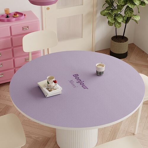 韩式纯色圆形餐桌垫桌面保护x垫子防水防油免洗隔热皮革茶几台桌