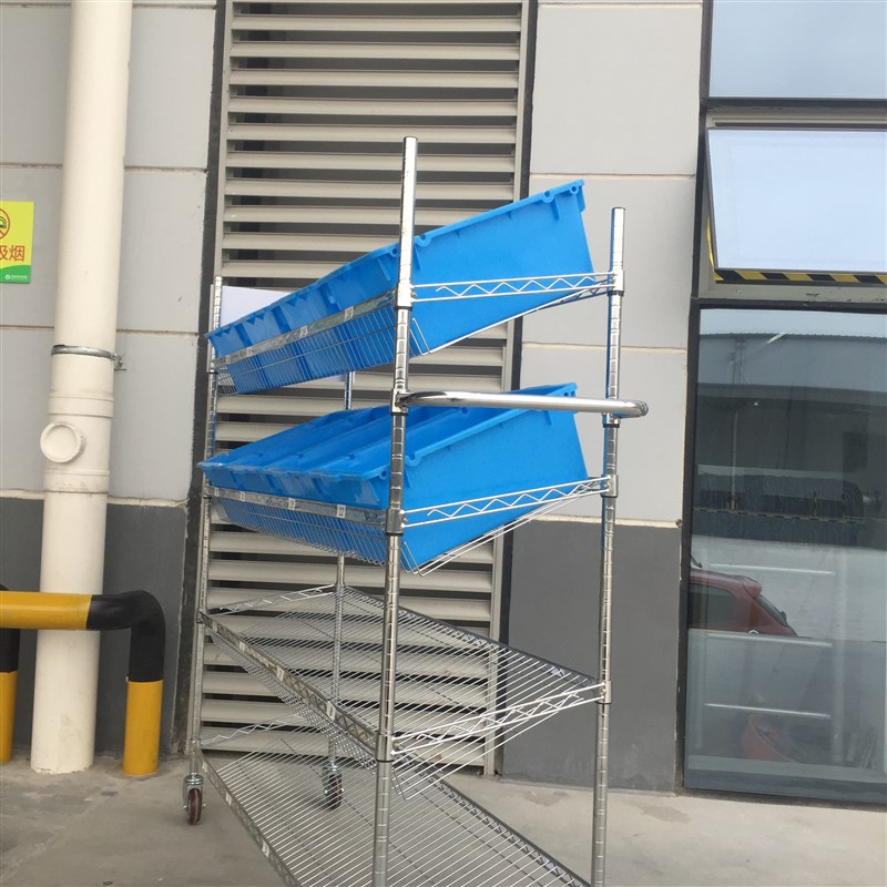 拣货车仓库发货配货车分拣车拣选移动带脚轮静音斜面捡货车