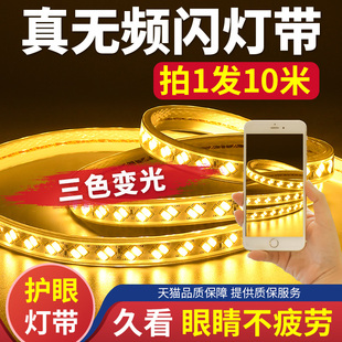 无频闪灯带led三色变色家用客厅吊顶变光超亮护眼灯带条灯.条220v
