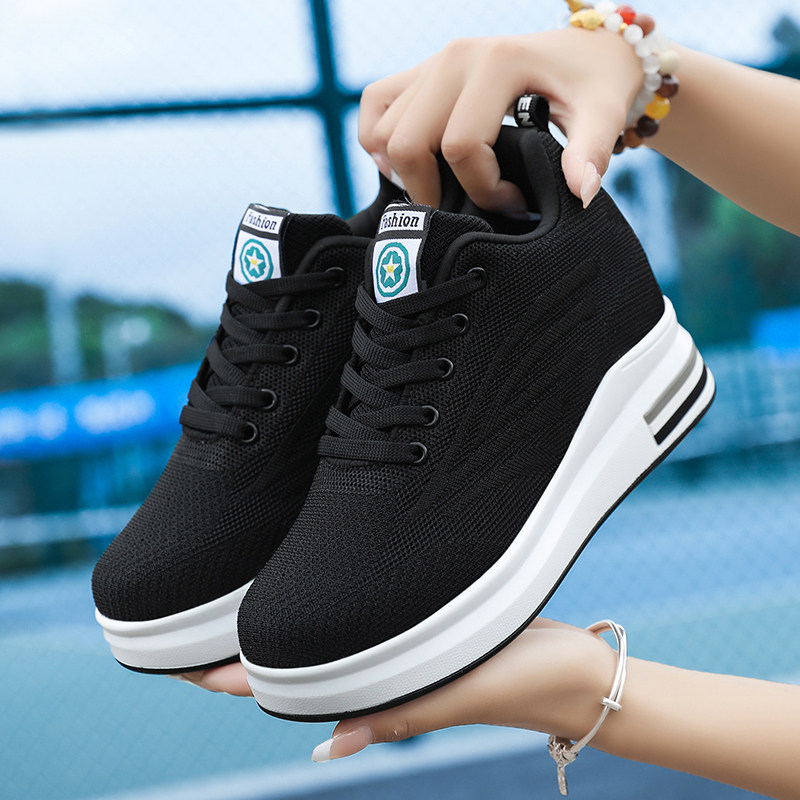 夏季新款网面透气超火厚底s小个子内增高女鞋8cm轻便软底女士单鞋