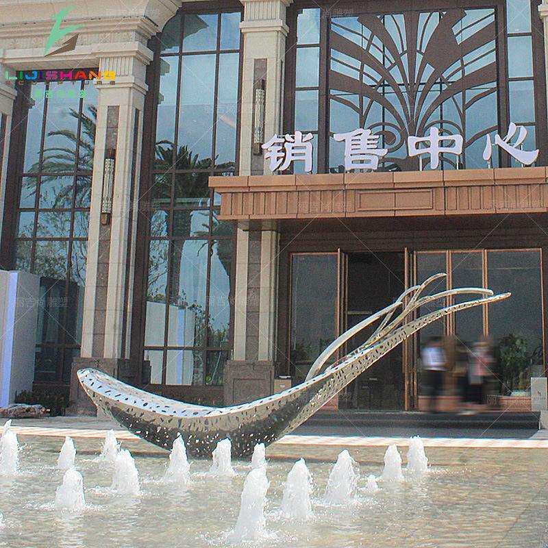 商场酒店售楼中心水景景观 不锈钢鲸鱼雕塑 创意镂空鲸鱼雕塑摆件