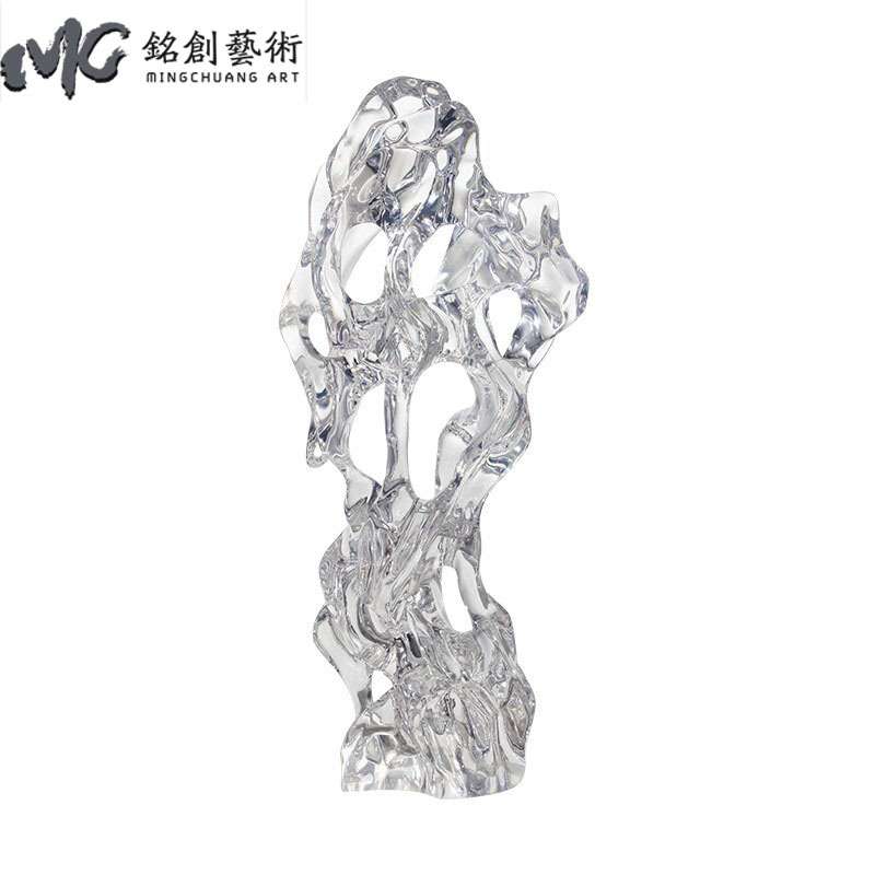 透明树脂太湖石雕塑摆件装饰品现代工艺品简约客厅酒店抽象软装