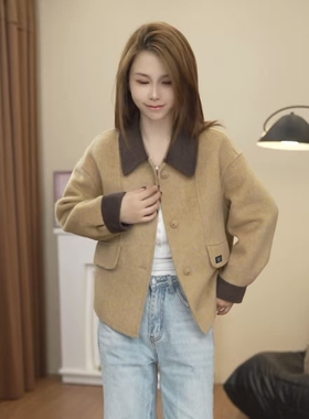 悠鸽2513秋冬新款羊毛大衣通勤风洋气双面呢外套双面呢大衣