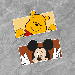 卡通维尼熊米奇汽车贴纸可爱居家玻璃柜子纸巾盒垃圾桶装饰贴车贴