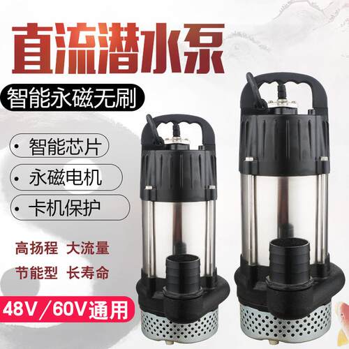 智能永磁无刷直流潜水泵48v60v电频车抽水机家用大功率农用潜水泵