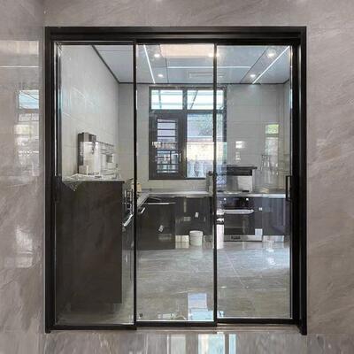 高端极窄厨房推拉门三联动轻奢铝合金隔音玻璃门吊轨推拉阳台门