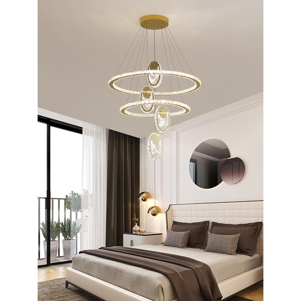 意式轻奢客厅吊灯简约现代主卧室书房灯新款不锈钢水晶餐厅灯灯具