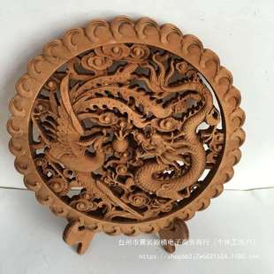 东阳木雕摆件26.8cm 48cm呈祥香樟木复古雕刻带底座见描述 38cm