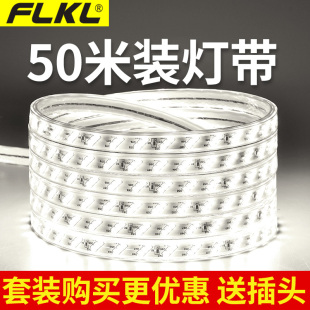 【50米装】led灯带客厅家用防水变色白光柔性灯条22W0v霓虹灯贴片