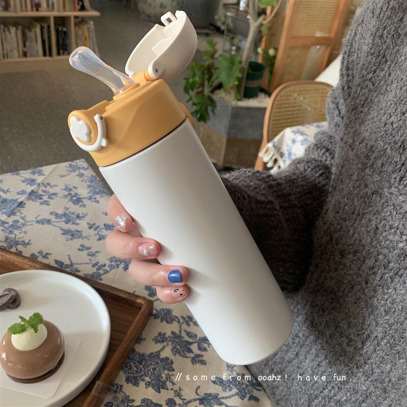 带吸管的保温杯~大容量q316不锈钢可携式大人孕产妇儿童用水杯子