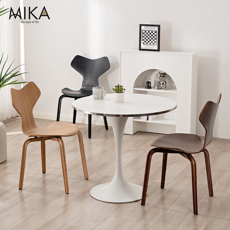 简约原木中古设计金奖椅曲木结构椅日式高脚中古餐椅餐厅靠背椅