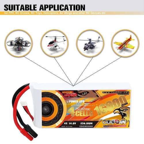 CODDAR鹰氪16000MAH 4S 14.8V 80C航模植保机10寸13寸穿越机锂电